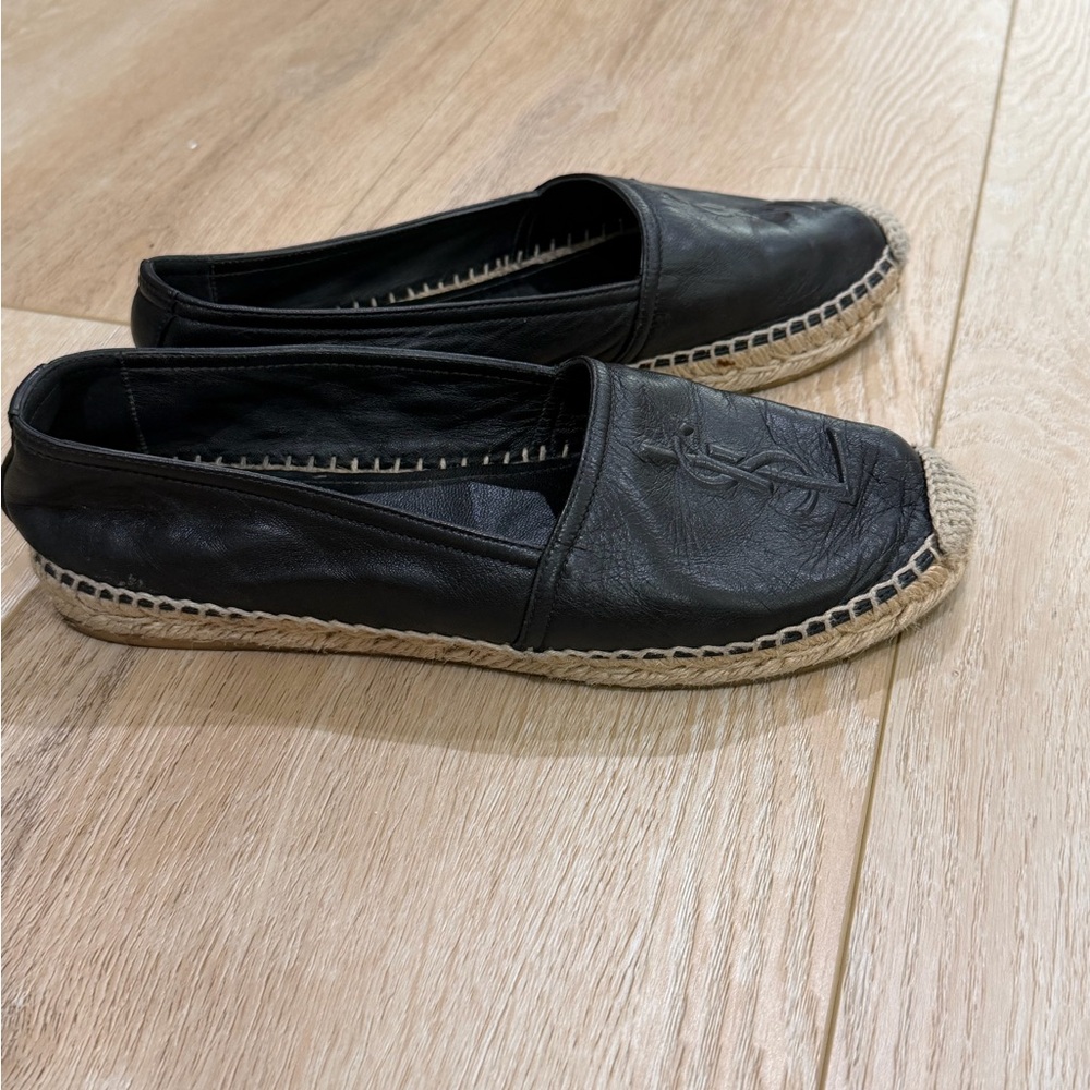 Yves Saint Laurent Black Leather Espadrilles for women - Picture 4 of 4